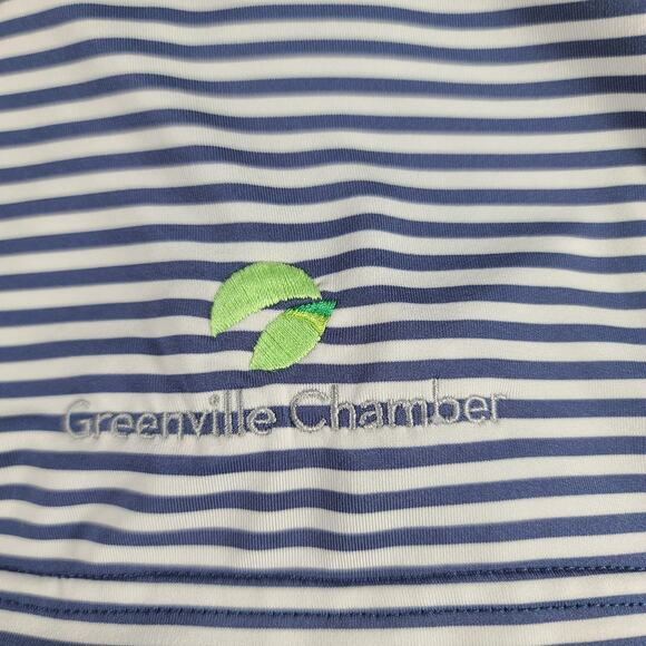 Peter Millar Blue White Stripe Summer Comfort Performance Polo Golf Shirt XL - Picture 4 of 5